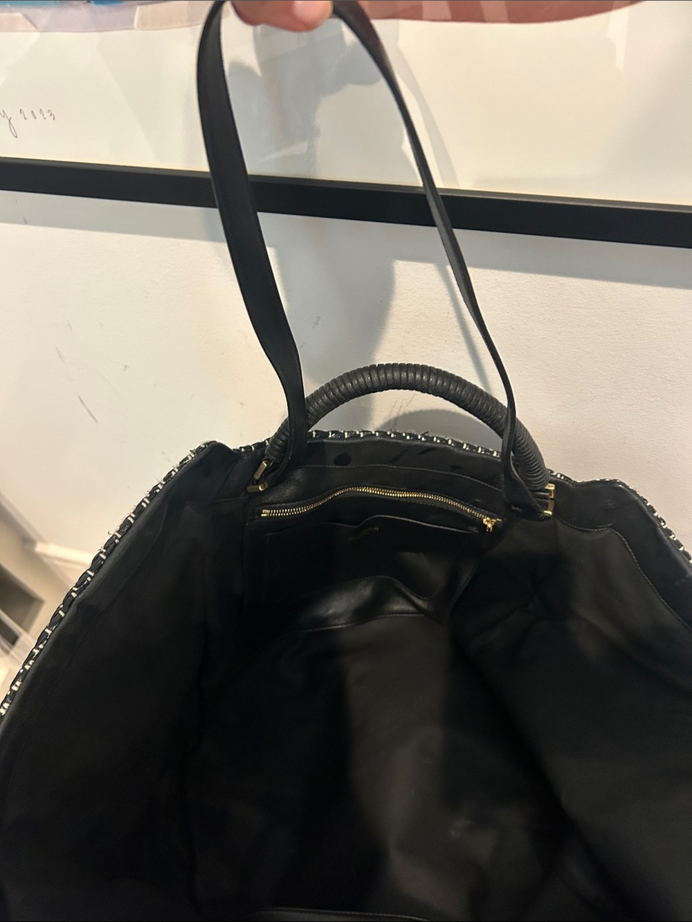 Cuyana Black and White Herringbone Tote - Picture 5 of 5